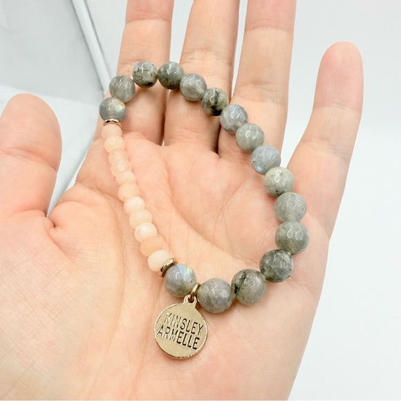 Kinsley Armelle LABRADORITE and Pink Crystal Stretch Beaded Bracelet - Picture 4 of 5